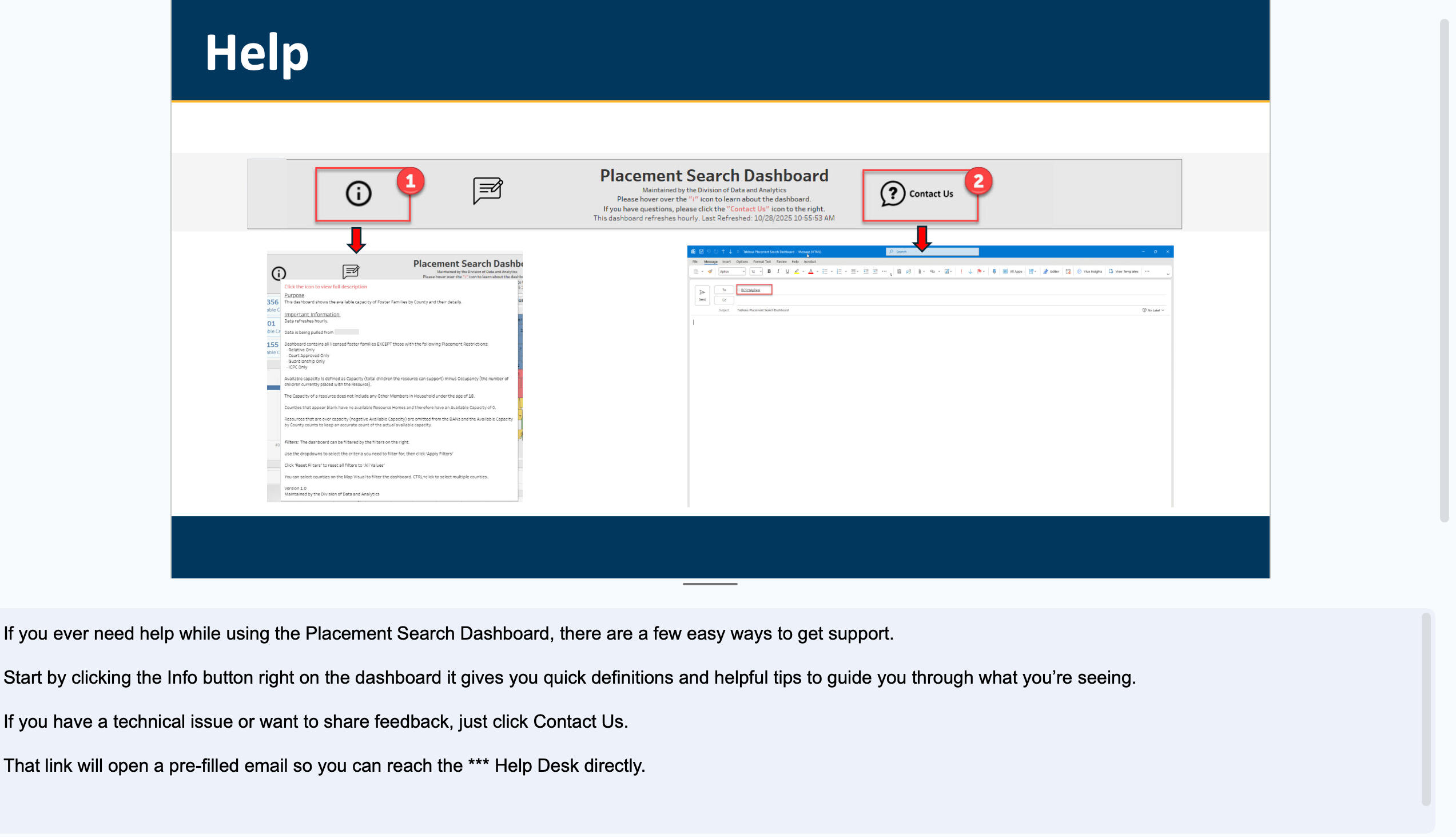 Dashboard Walk Through for Help with trainer scripting